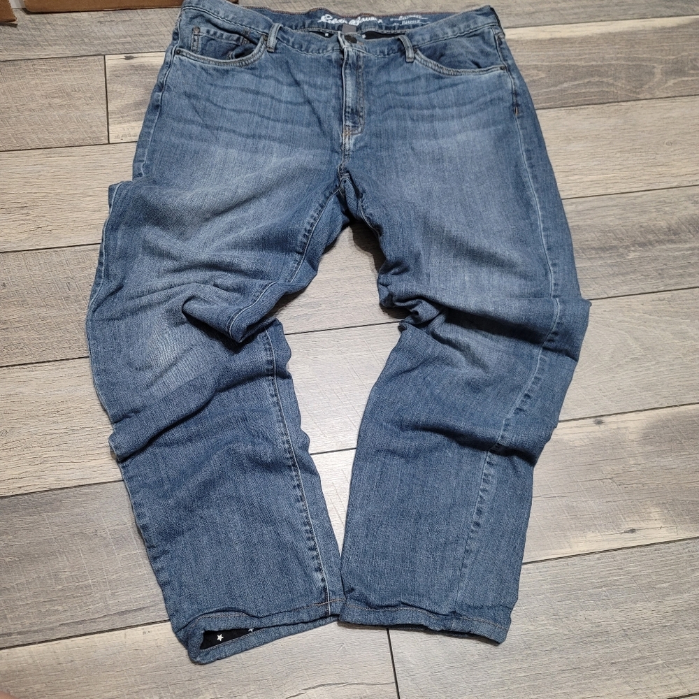 Women's Eddie Bauer Boyfriend Relaxed Cotton Lined Jeans Light Washed Denim 14